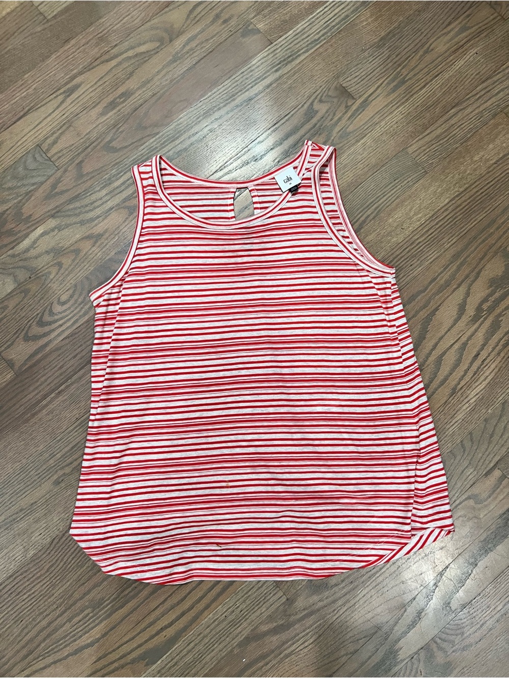 CAbi Red and White Striped Tank Top